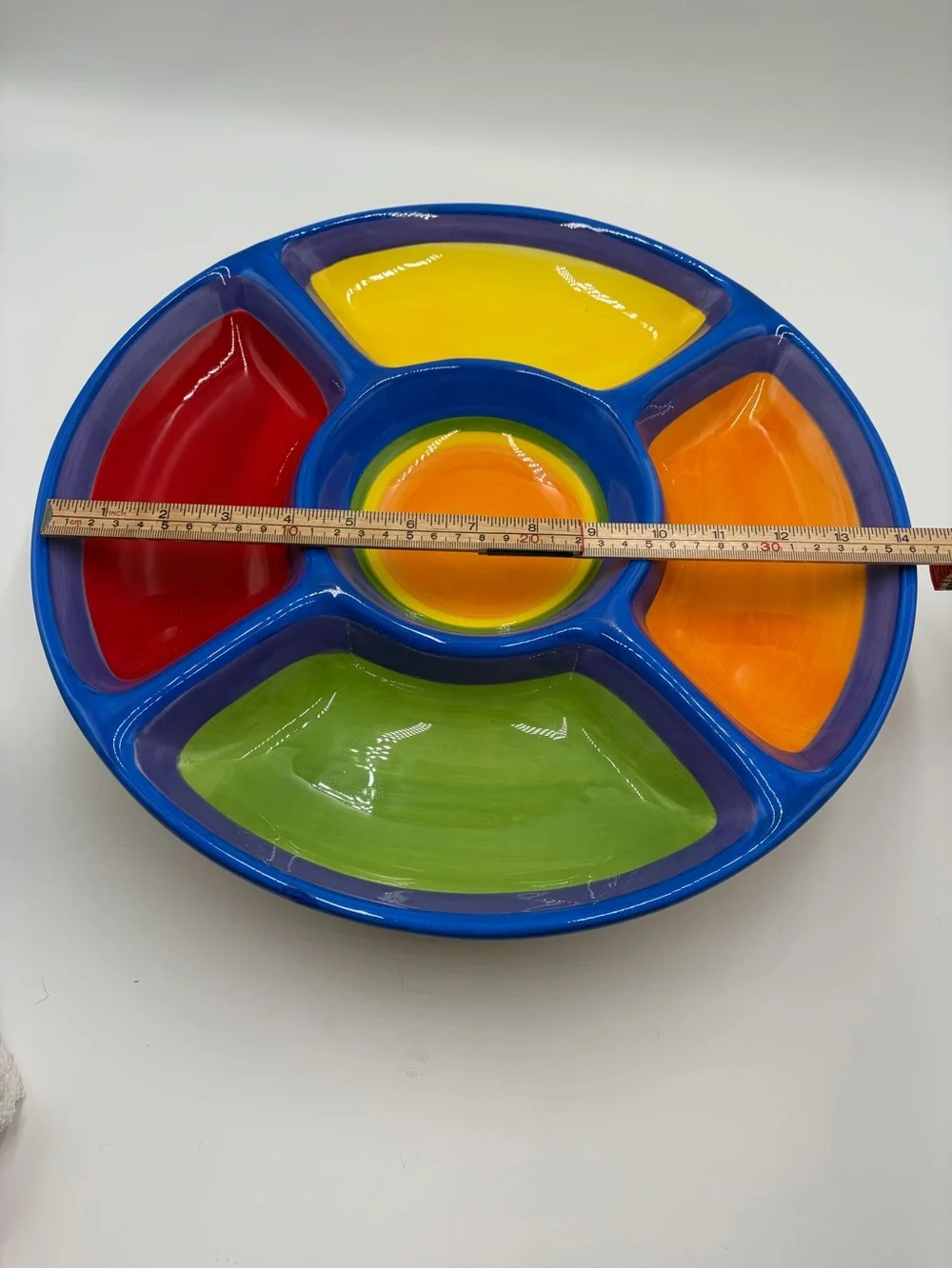 Dansk Handpainted Sectioned Server with White and Orange Accents